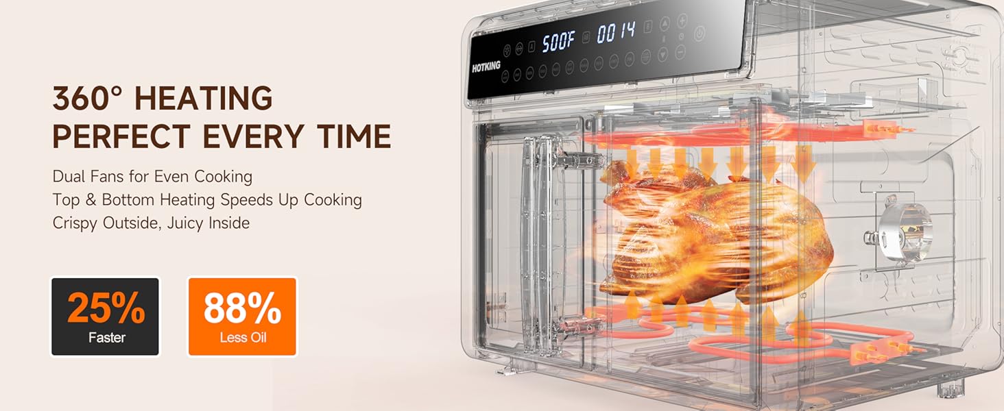500°F Heat & 360° Crisping .Cooks up to 80% faster than a traditional oven