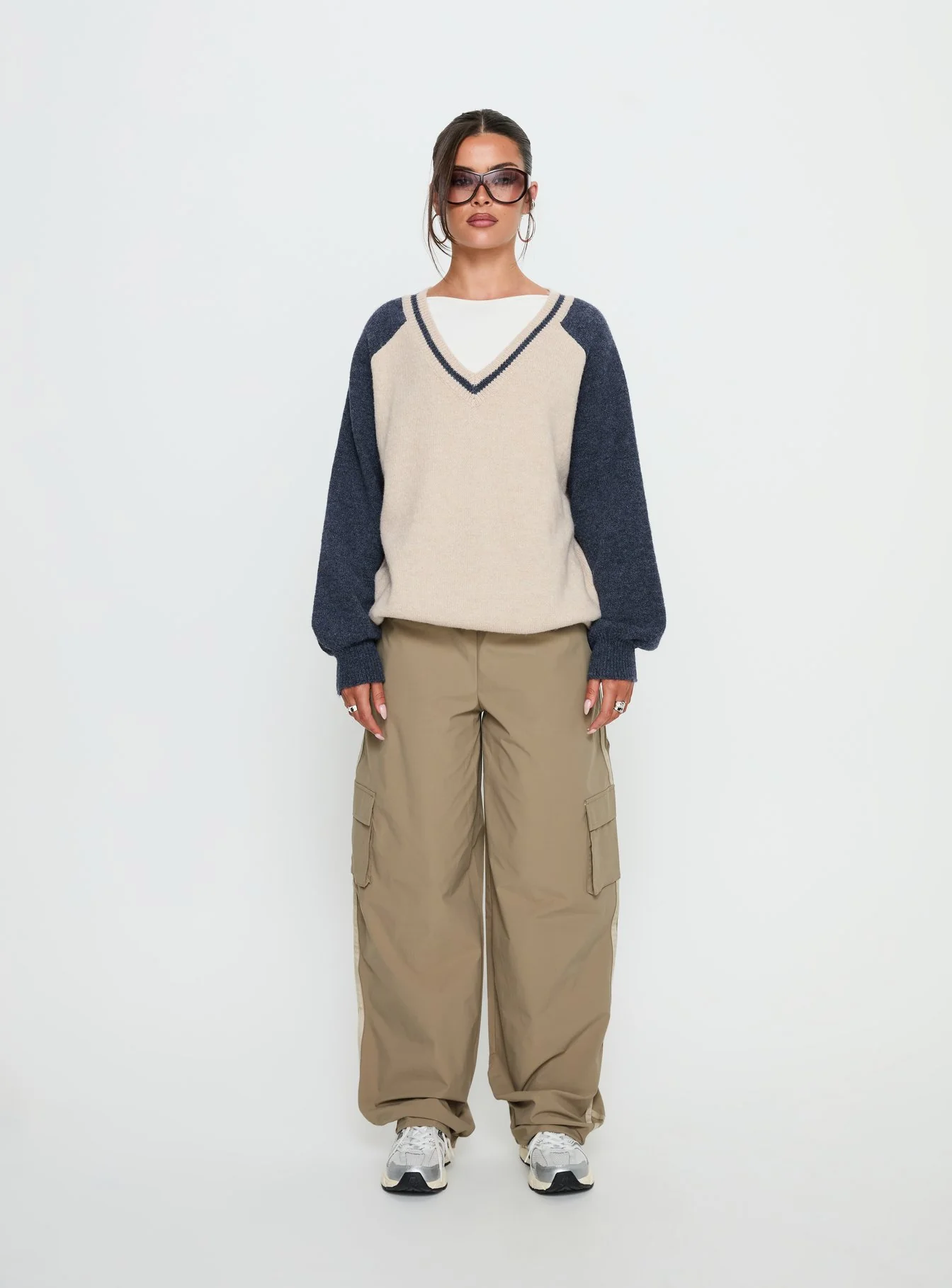 Adana V Neck Graphic Knit Sweater Multi