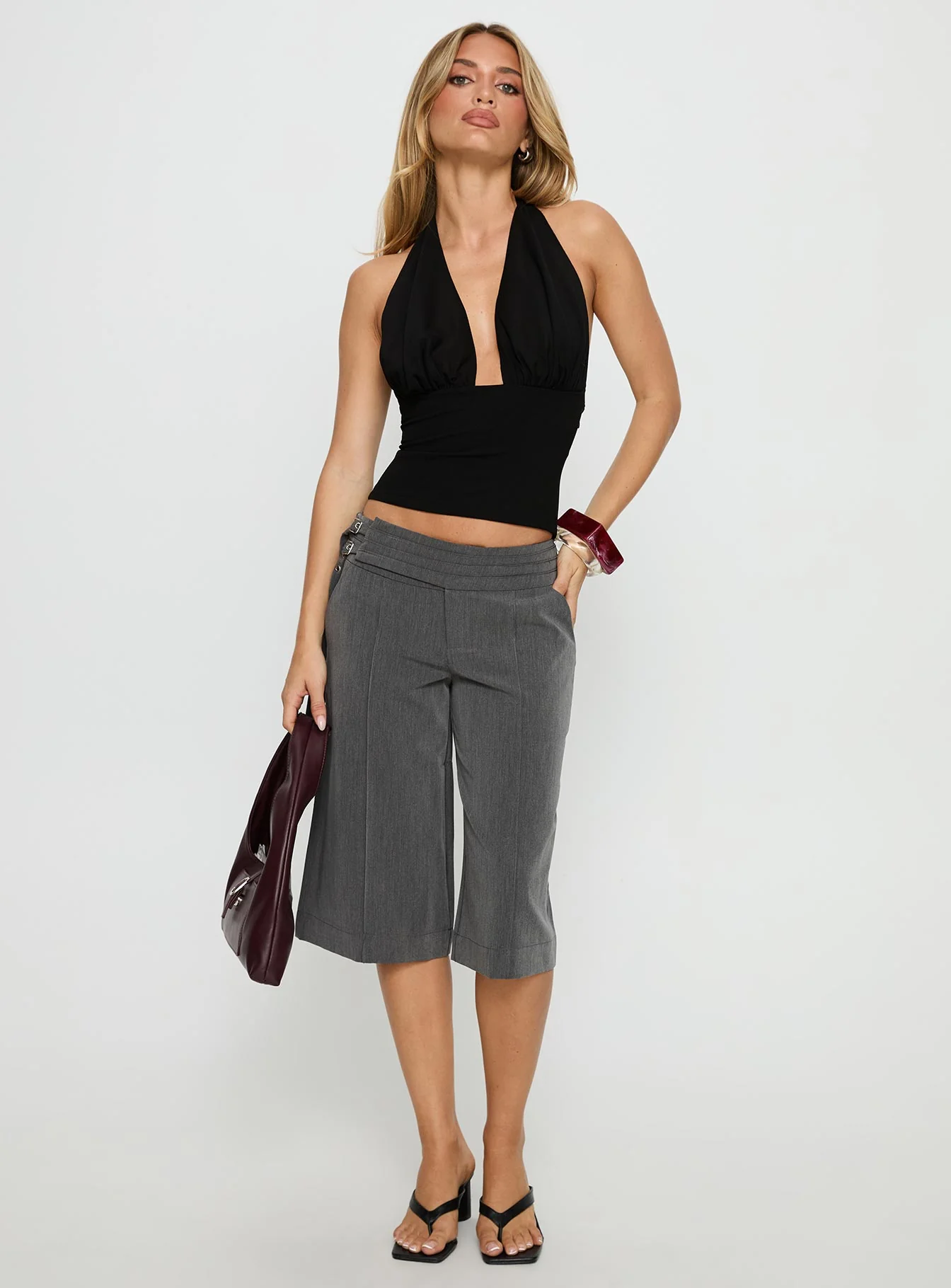 Rakelle 3/4 Tailored Shorts Dark Grey