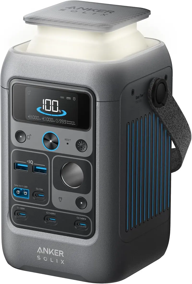 Akumulator zewnętrzny przenośny SOLIX C300 — stacja LiFePO4 288 Wh, generator słoneczny 300 W, wyjście prądu stałego 90 000 mAh (ładowarka ścienna nie jest dołączona)