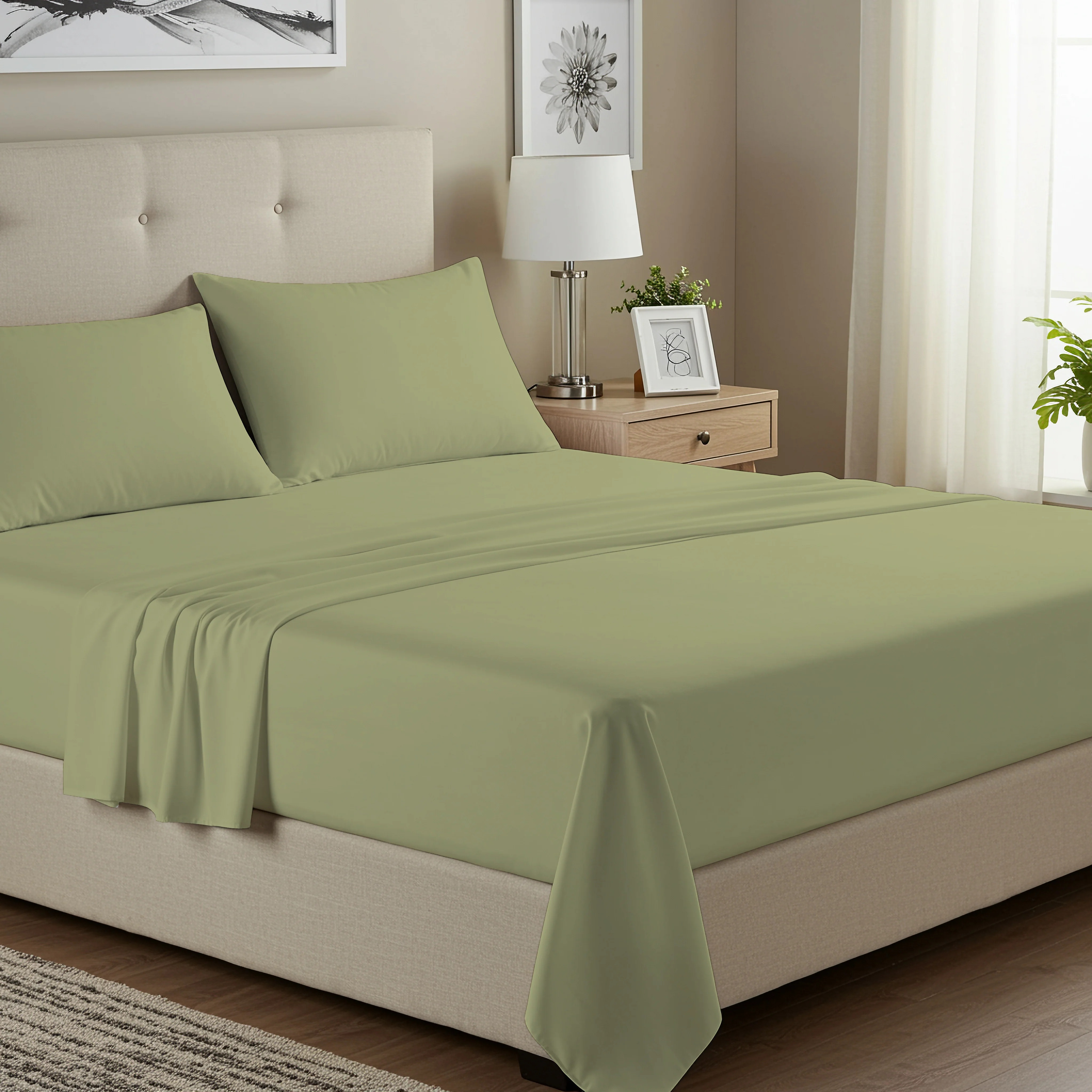 Formr Cotton Percale Sheet Set, Sage