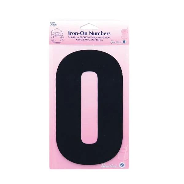 Hemline Iron On Numeral, Black 0- 20cm