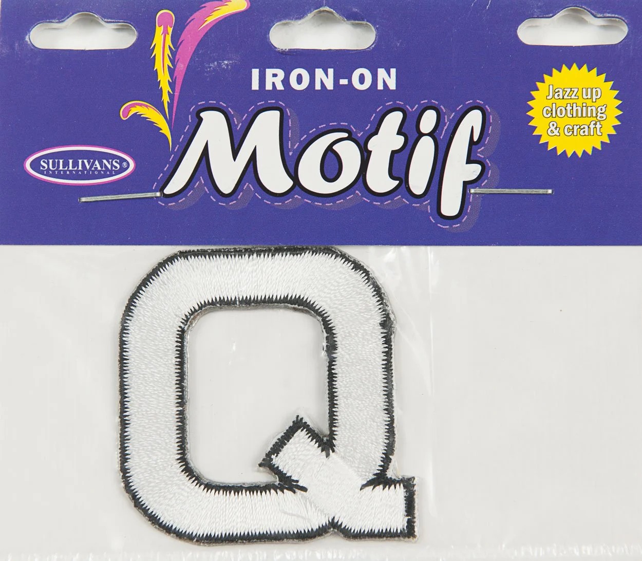 Iron On Motif Letter Q, White - 45mm - Sullivans