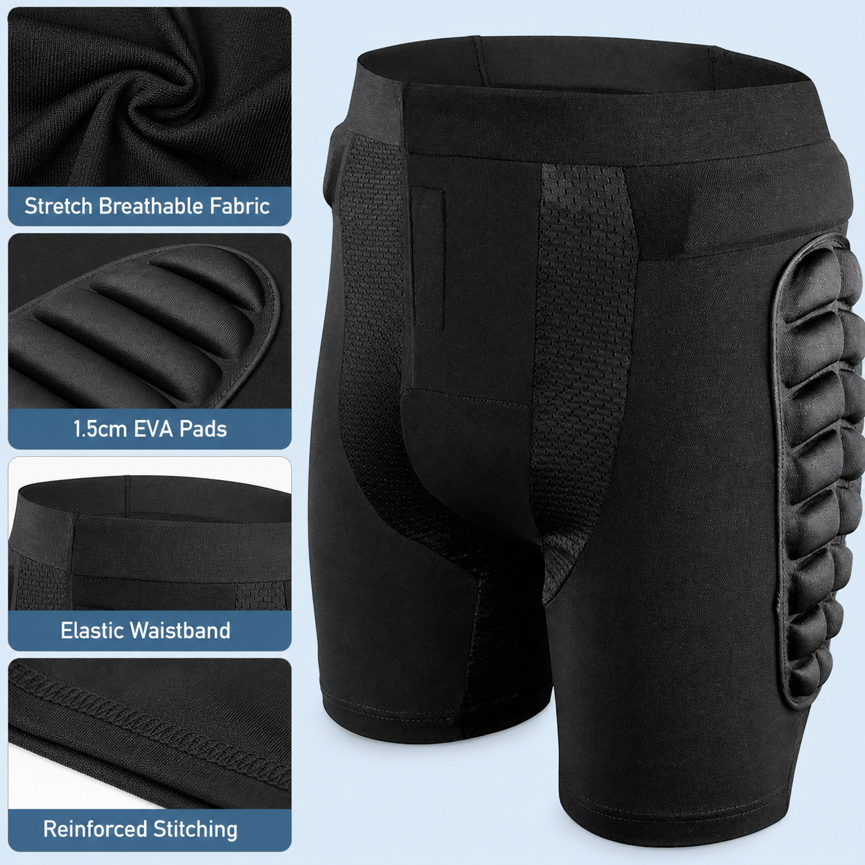 Ski Snowboard Padded Protective Shorts EVA Hip Butt Tailbone Guard