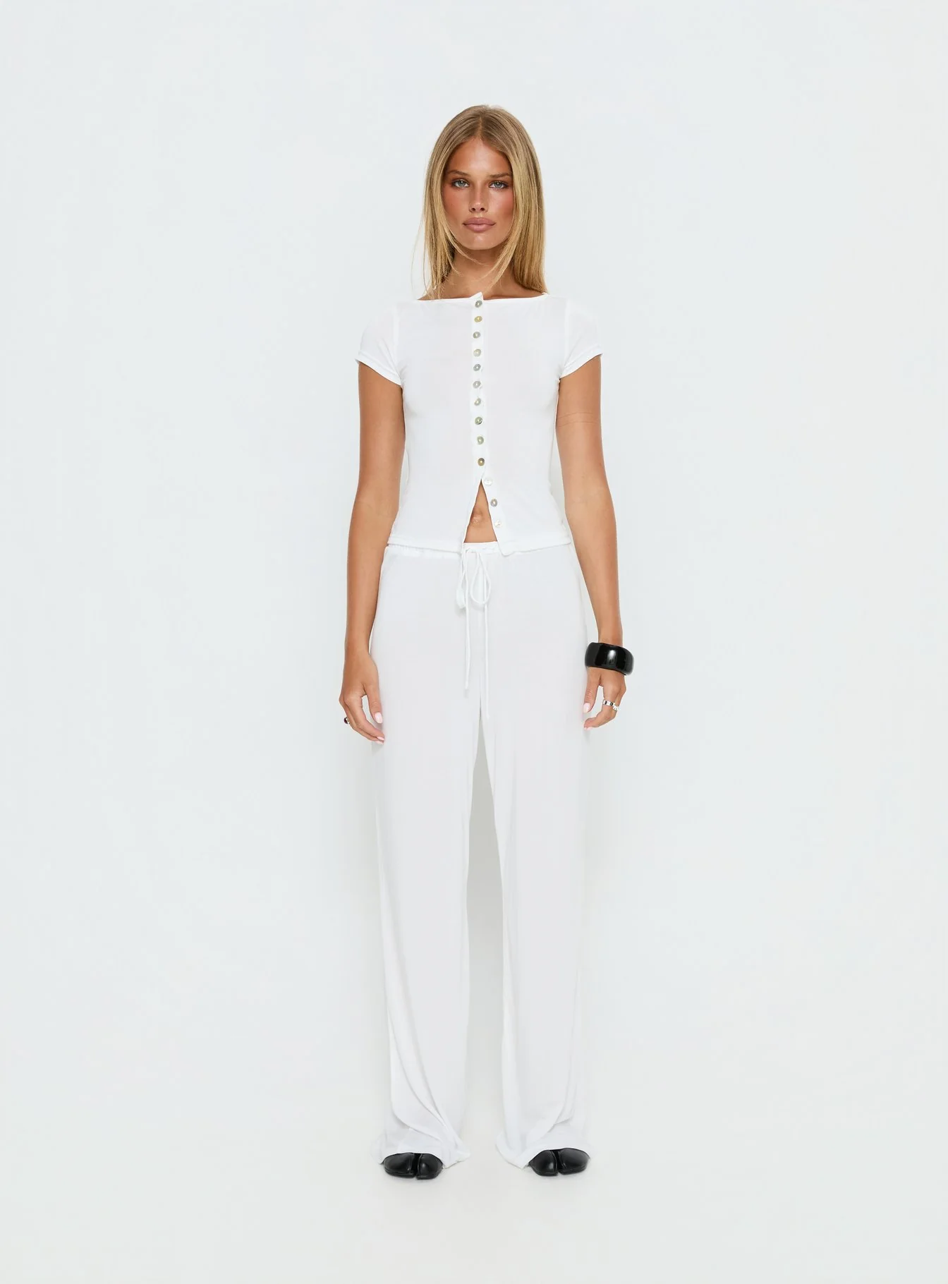 Gavrielle Jersey Wide Leg Pants White