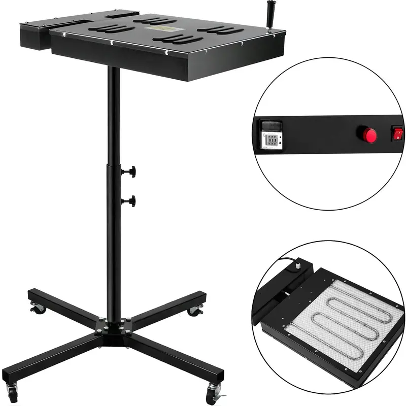 Suszarka błyskowa VEVOR 18 x 18 cali z wyświetlaczem temperatury, suszarka błyskowa 2000 W do sitodruku, regulowany stojak, suszarka błyskowa do utwardzania koszulek, sitodruku