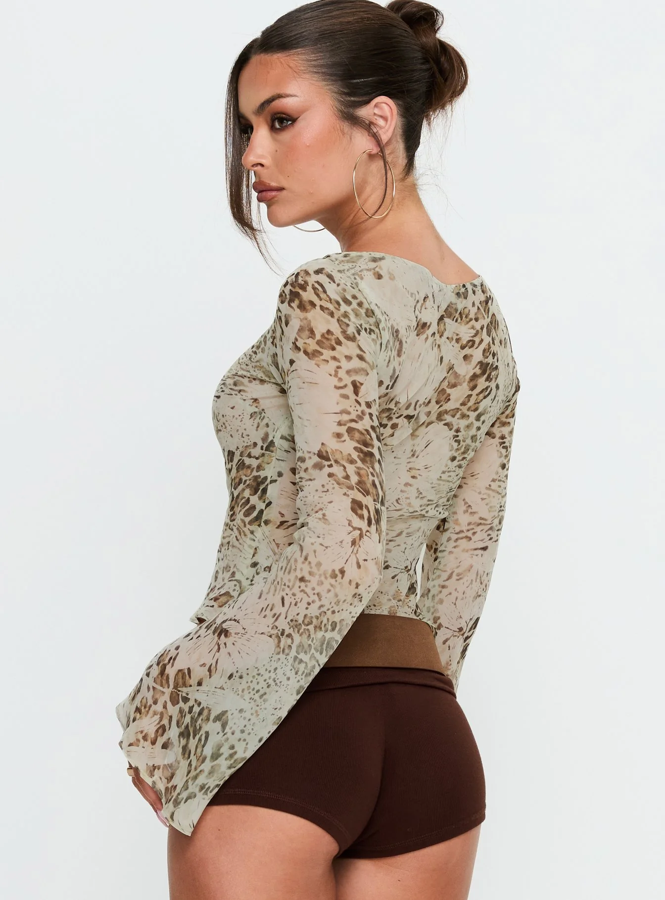 Edeline Bias Cut Long Sleeve Top Multi Animal