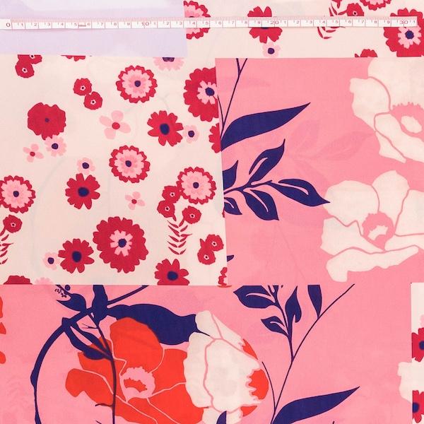 Crepe De Chine Fabric, Patchwork- Width 145cm