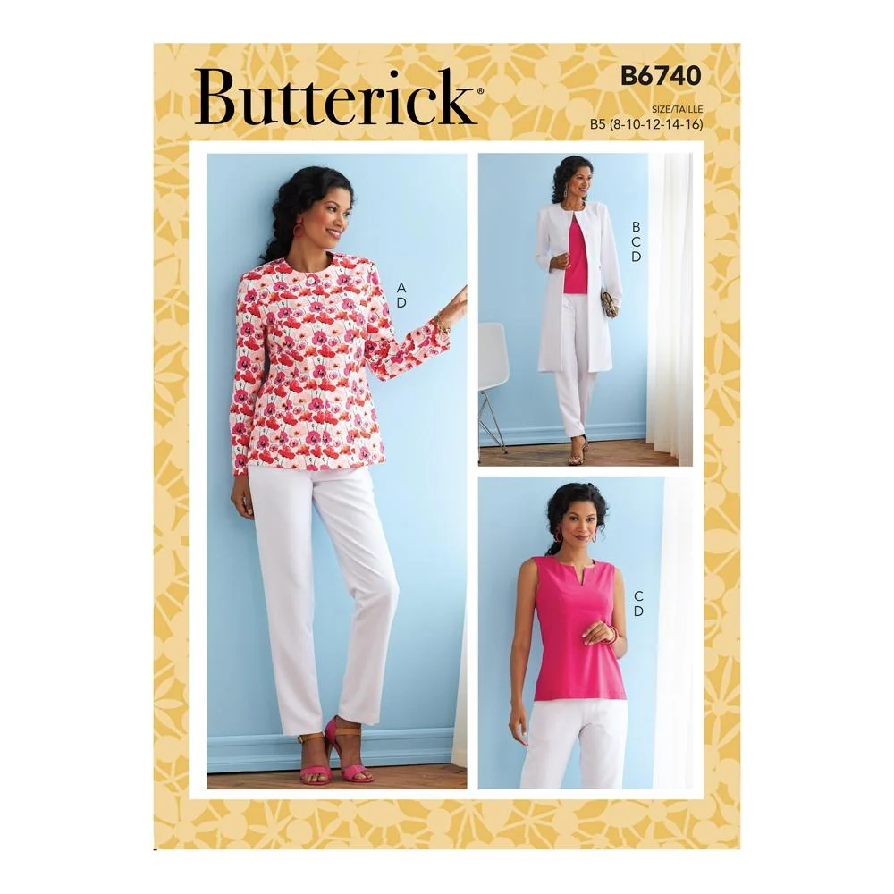 Butterick Pattern B6740 Misses' Jacket, Coat, Top  &  Pants