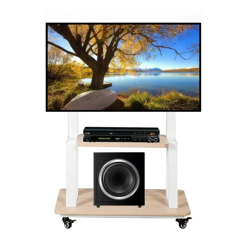 Hellsehen Mobile TV Stand – Wózek z regulacją wysokości i kółkami do telewizorów z płaskim ekranem