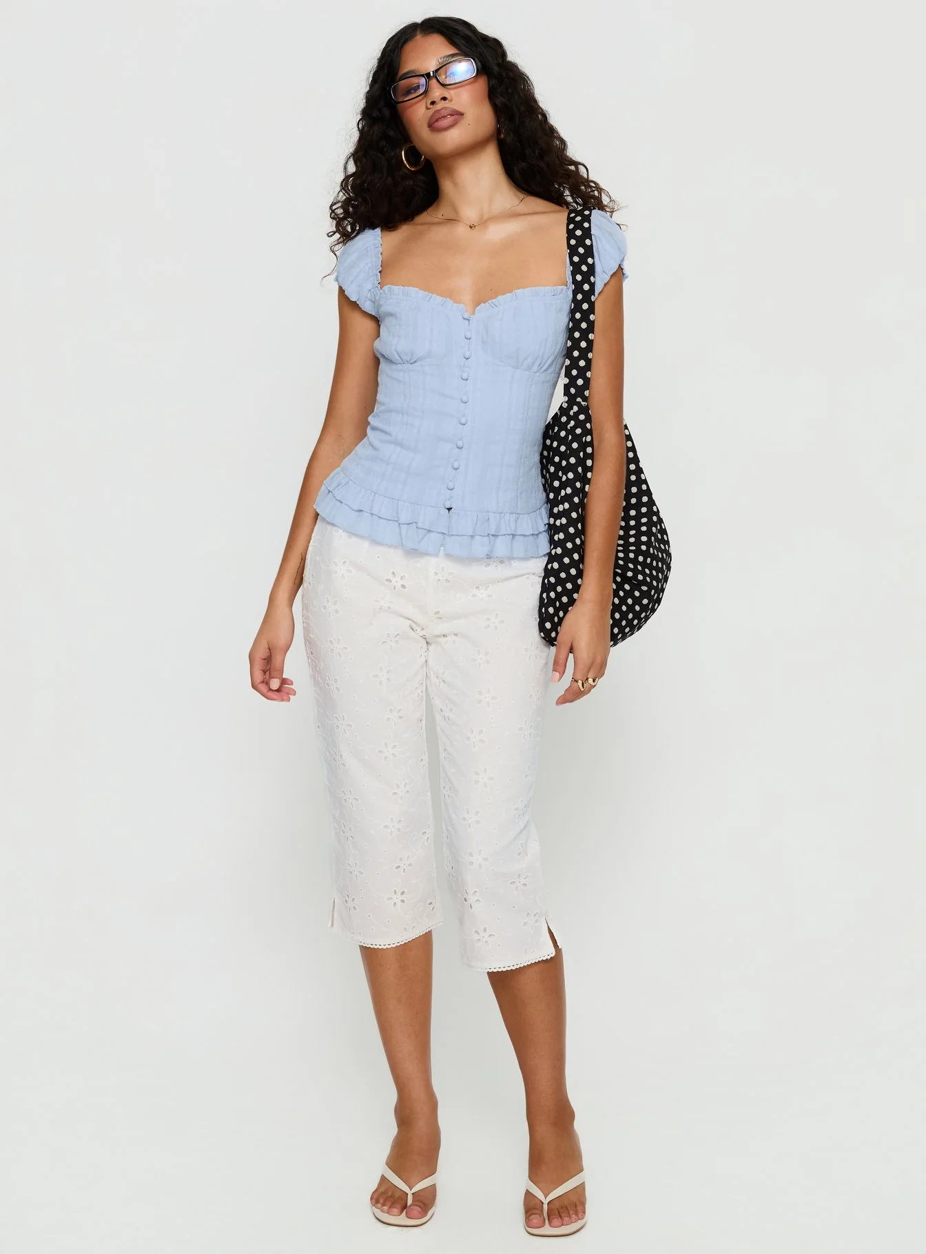 Suiter Frill Detail Top Soft Blue