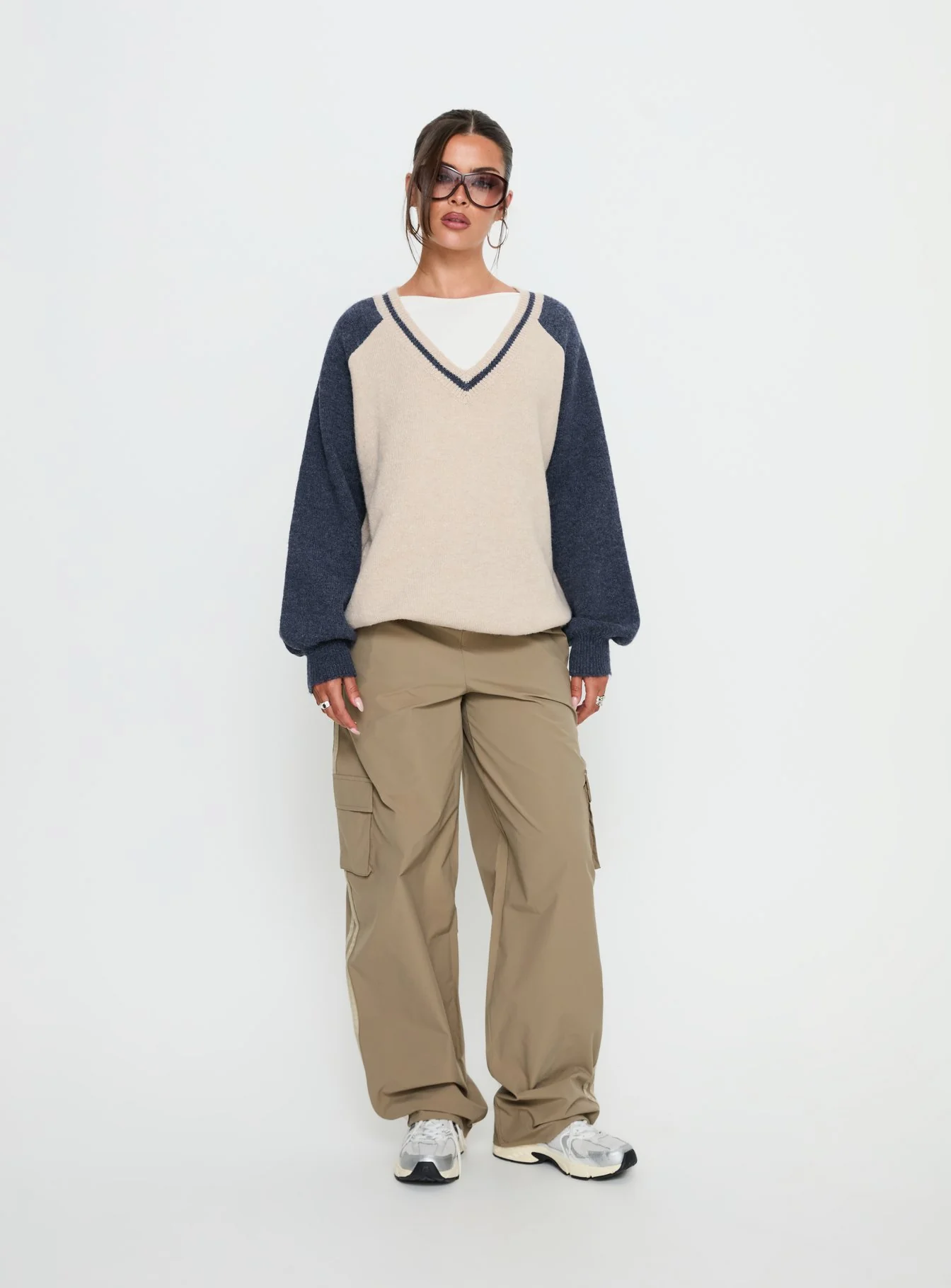 Adana V Neck Graphic Knit Sweater Multi