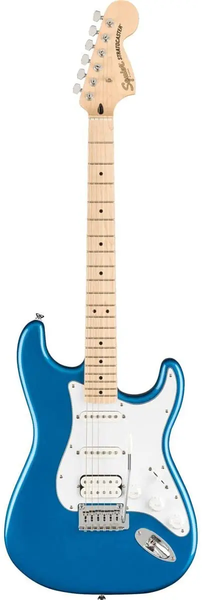 Zestaw Squier by Fender Affinity Stratocaster, HSS, gryf klonowy, kolor Lake Placid Blue, w tym wzmacniacz i akcesoria