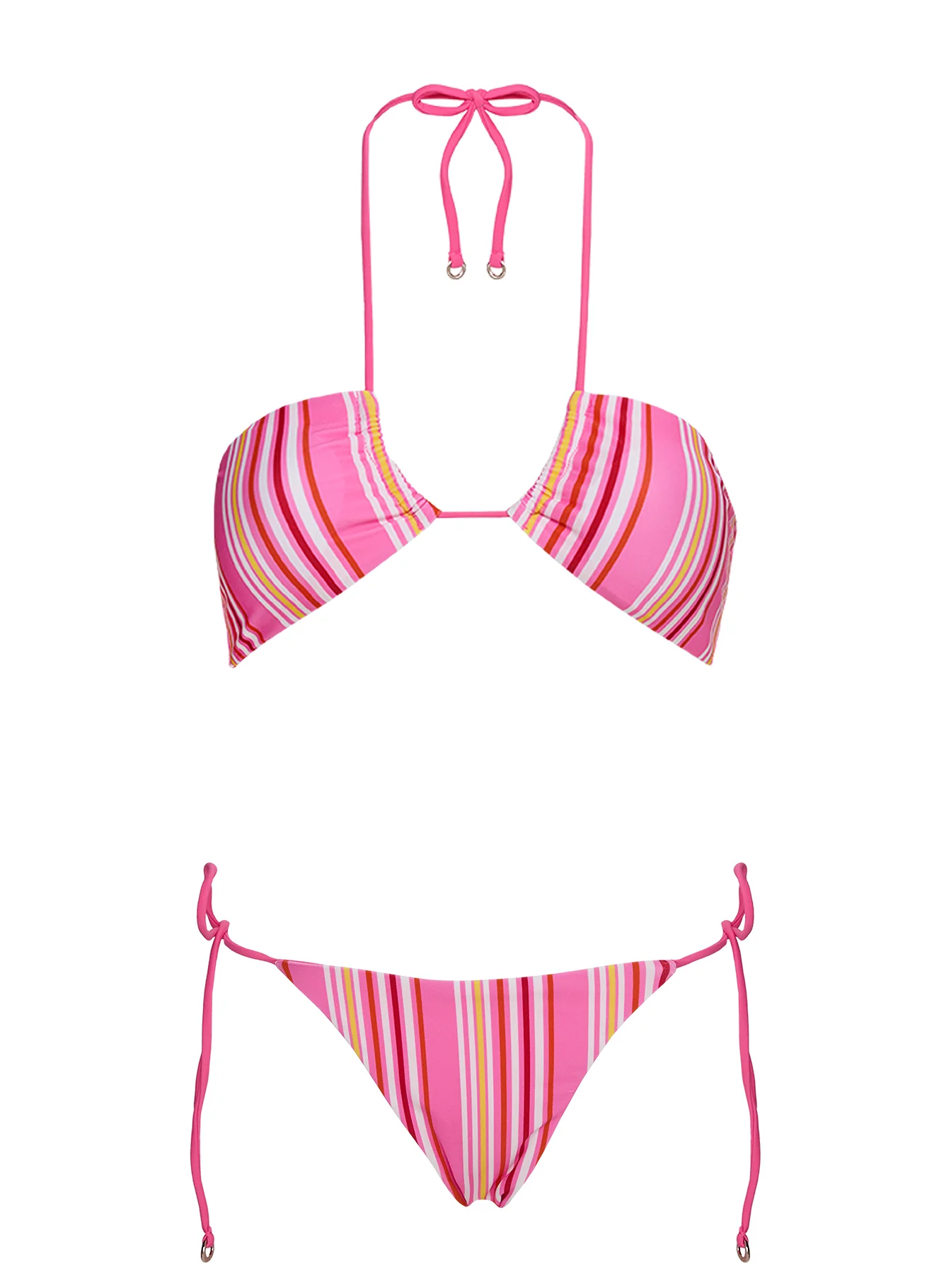 Tropical Vibes Bandeau Bikini Top Pink Stripe