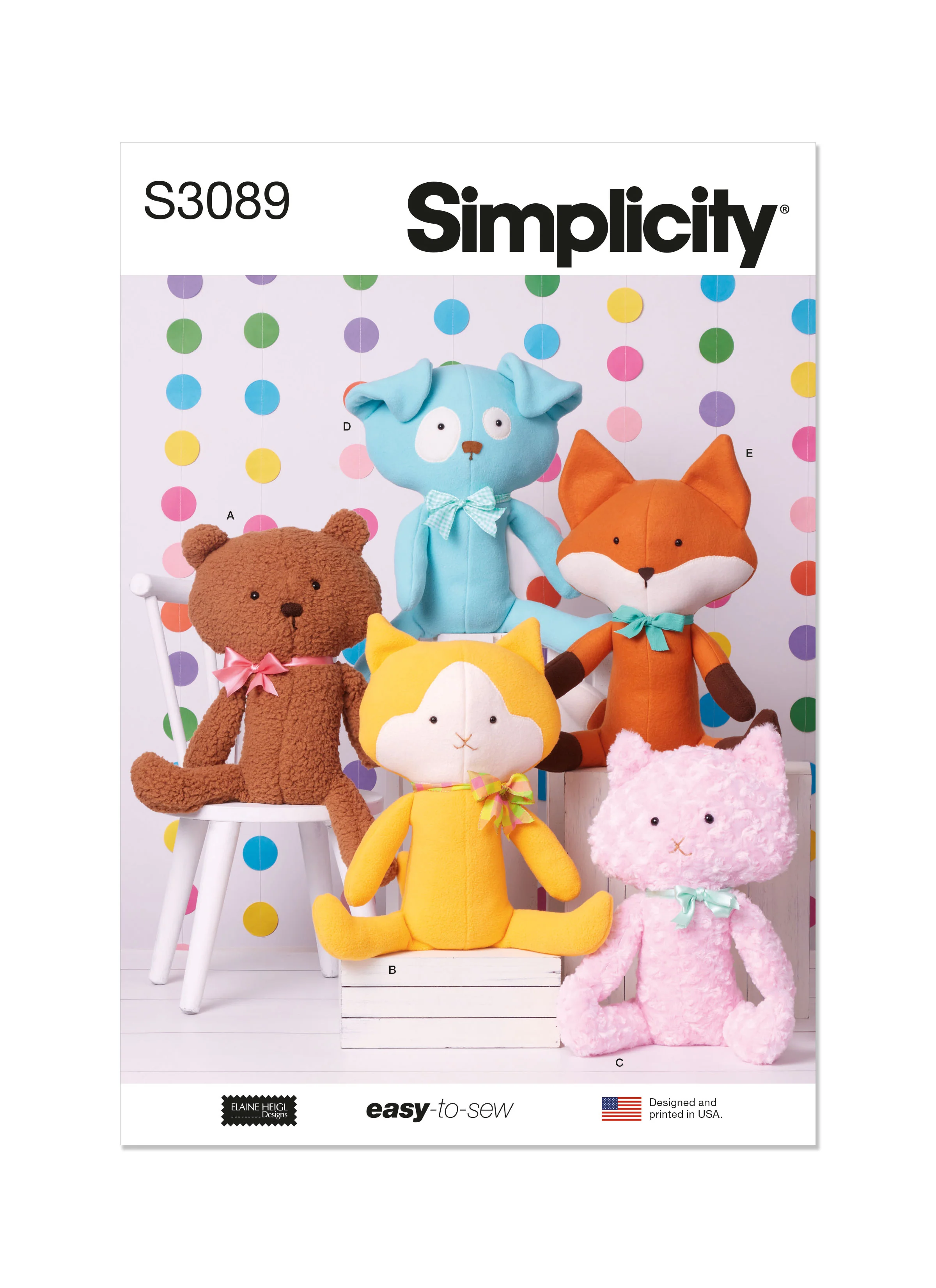 Simplicity Pattern S3089 Plush Pets