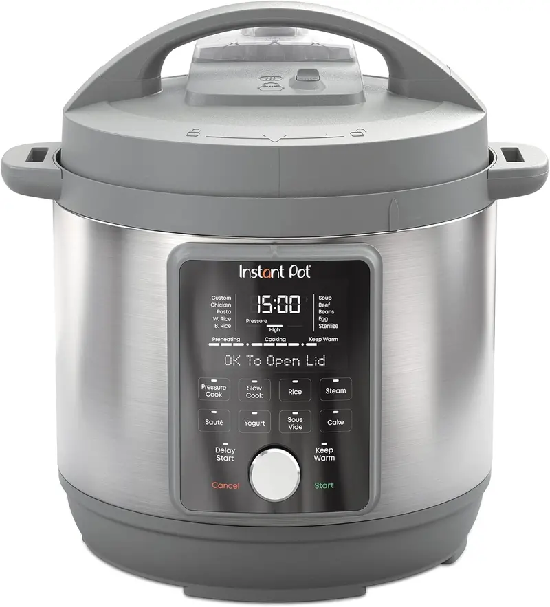 Szybkowar elektryczny Instant Pot 9 w 1 o pojemności 8 litrów, niezwykle cichy – cicha praca, ustawienia do gotowania ryżu i gotowania na parze