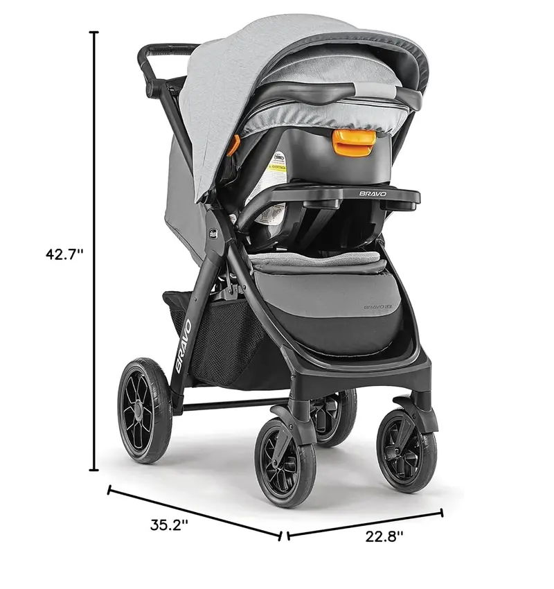 System podróżny Chicco Bravo Primo z fotelikiem samochodowym Keyfit 35 dla niemowląt – kompletny zestaw wózek + nosidełko