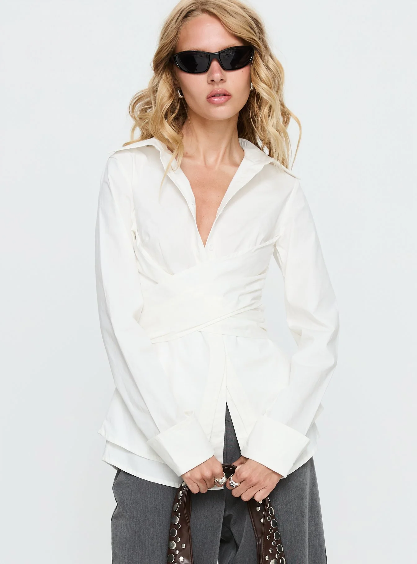 Shapeshifter Twist Long Sleeve Shirt White