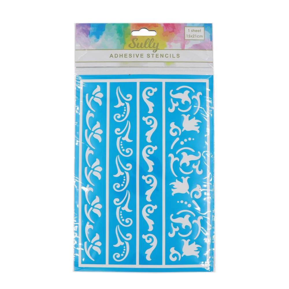 Sullivans Adhesive Stencils, Borders- 15x21cm