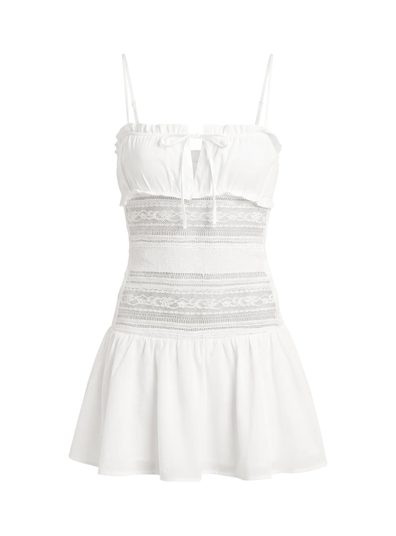 Christobela Drop Waist Lace Mini Dress White
