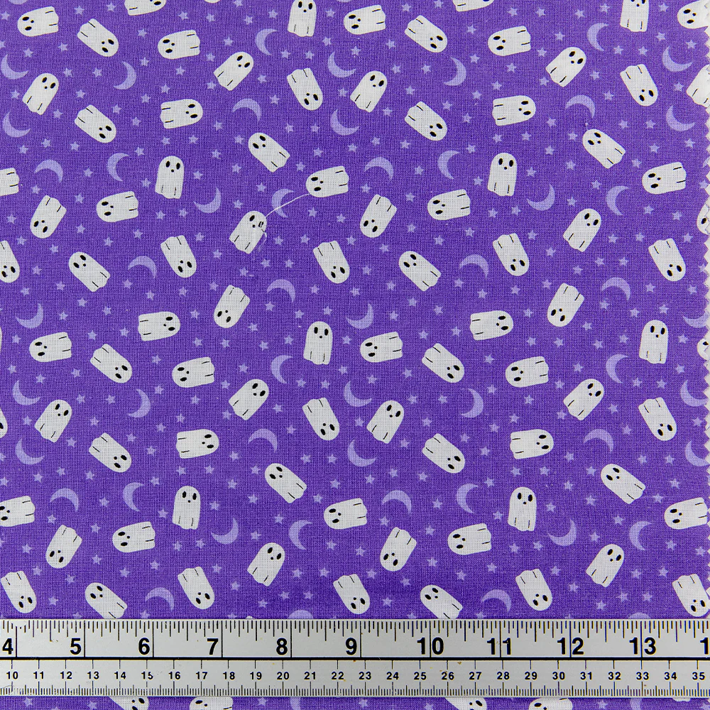Print Craft & Quilting Fabric, Moons And Ghosts- Width 110cm