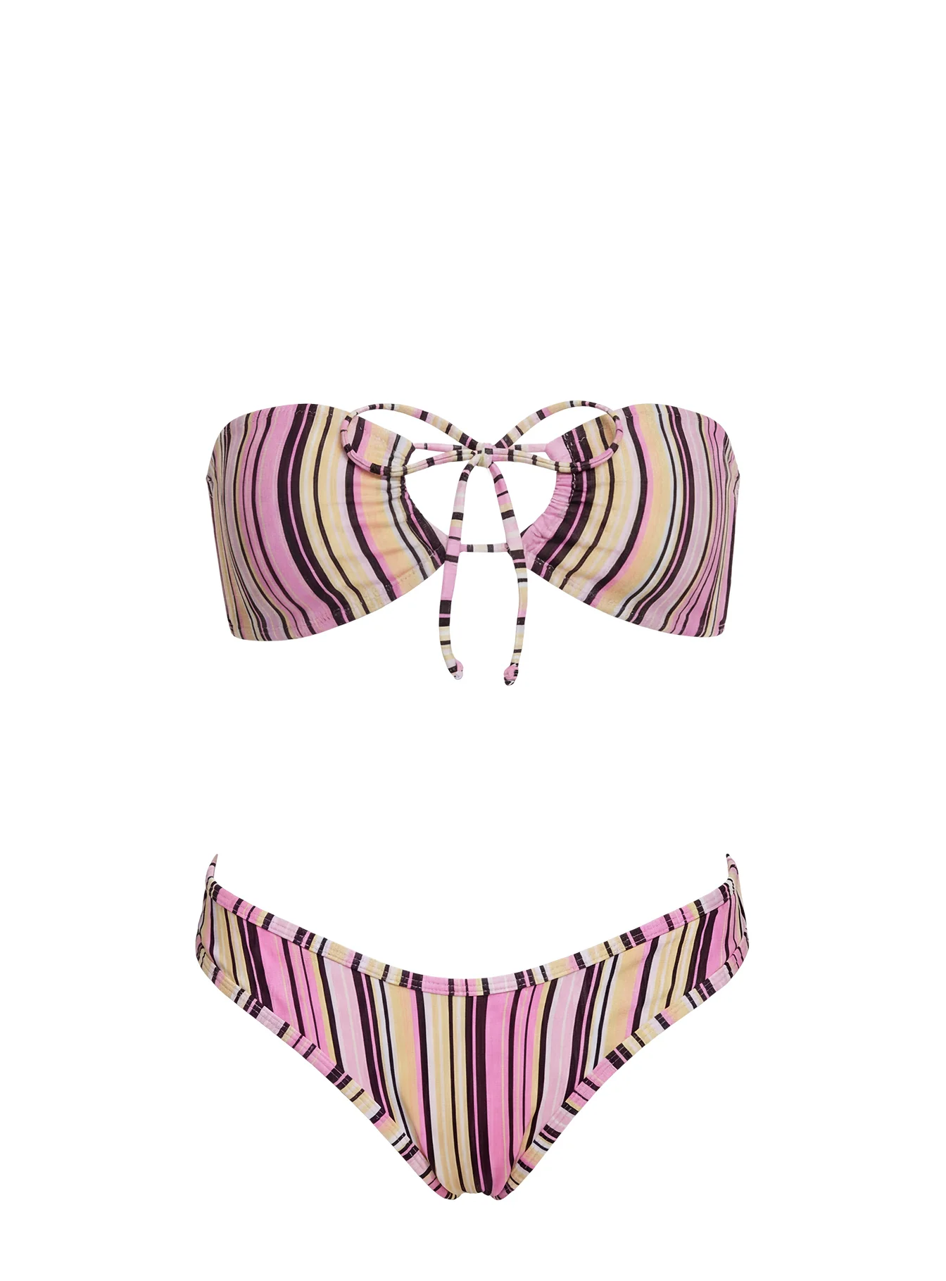 Amiri Contrast High Side Bikini Bottoms Pink / Yellow Stripe