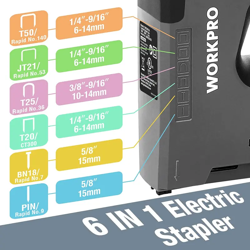 WORKPRO 110 V 6 w 1 elektryczny zszywacz i gwoździarka do prac stolarskich i projektów DIY