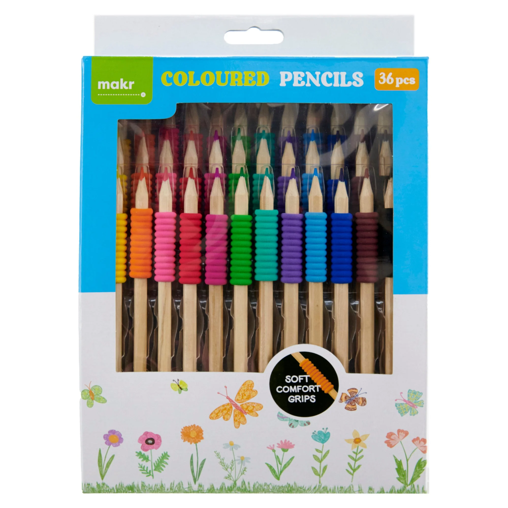 Makr Coloured Pencils With Grip, 36pce