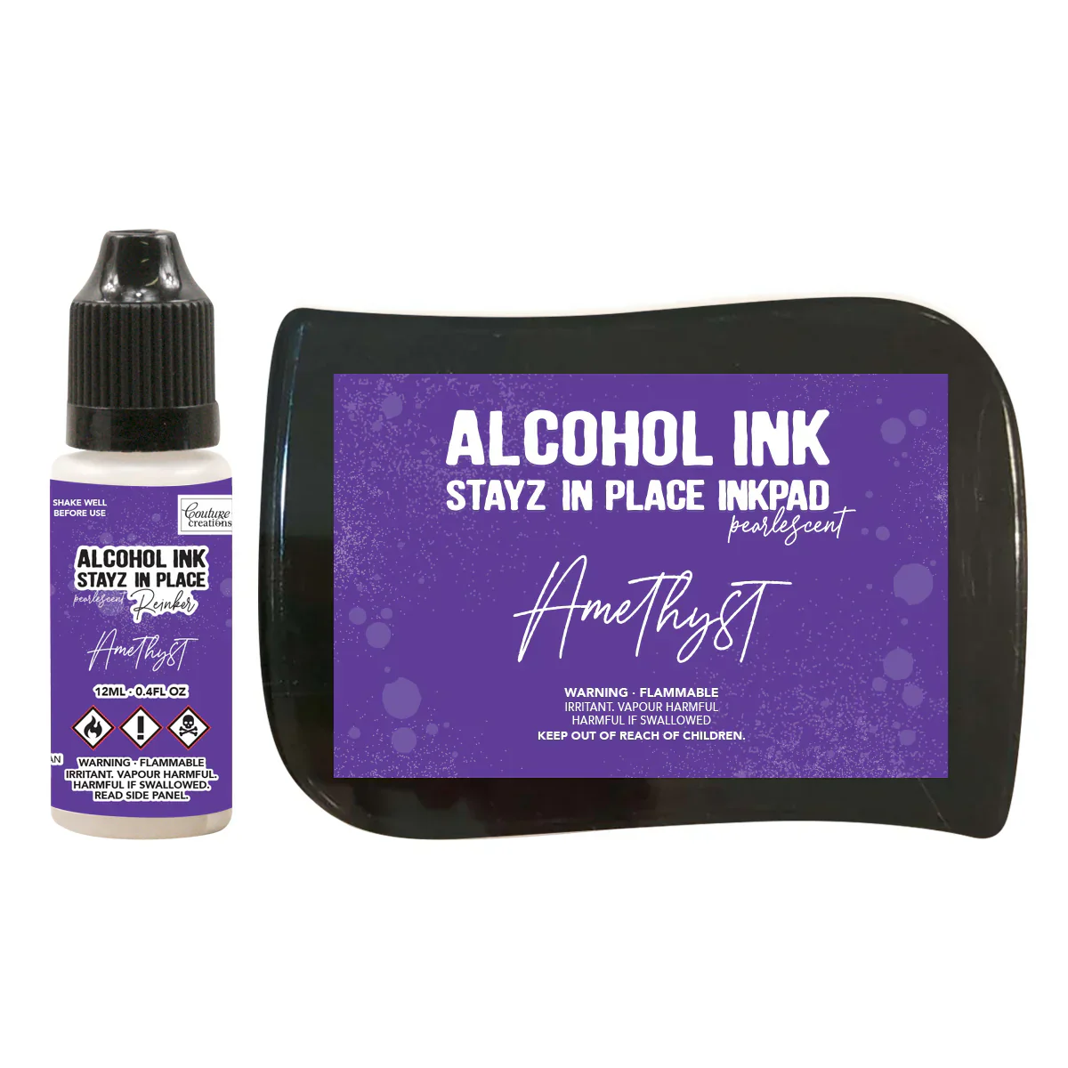 Stayz in Place Alcohol Ink Pad Reinker, Amethyst Pearlescent- 12ml