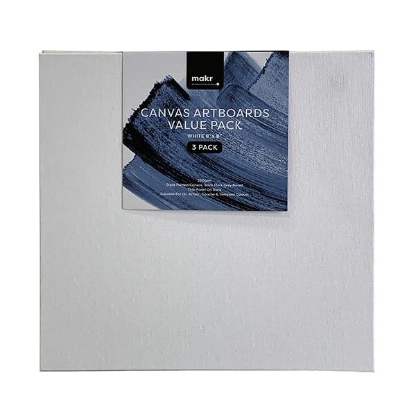 Makr Canvas Artboards Value Pack - 8x8in (20x20cm) - 3pk
