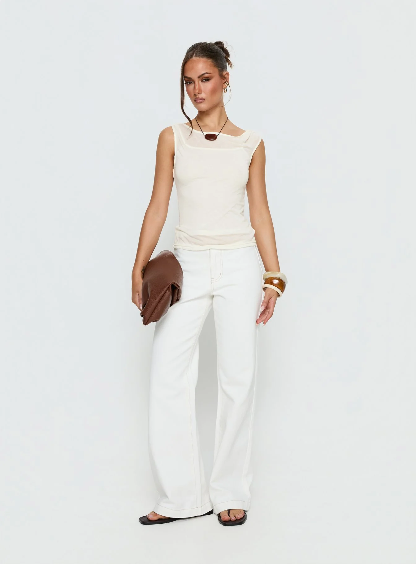 Skaia Layered Sheer Top Cream