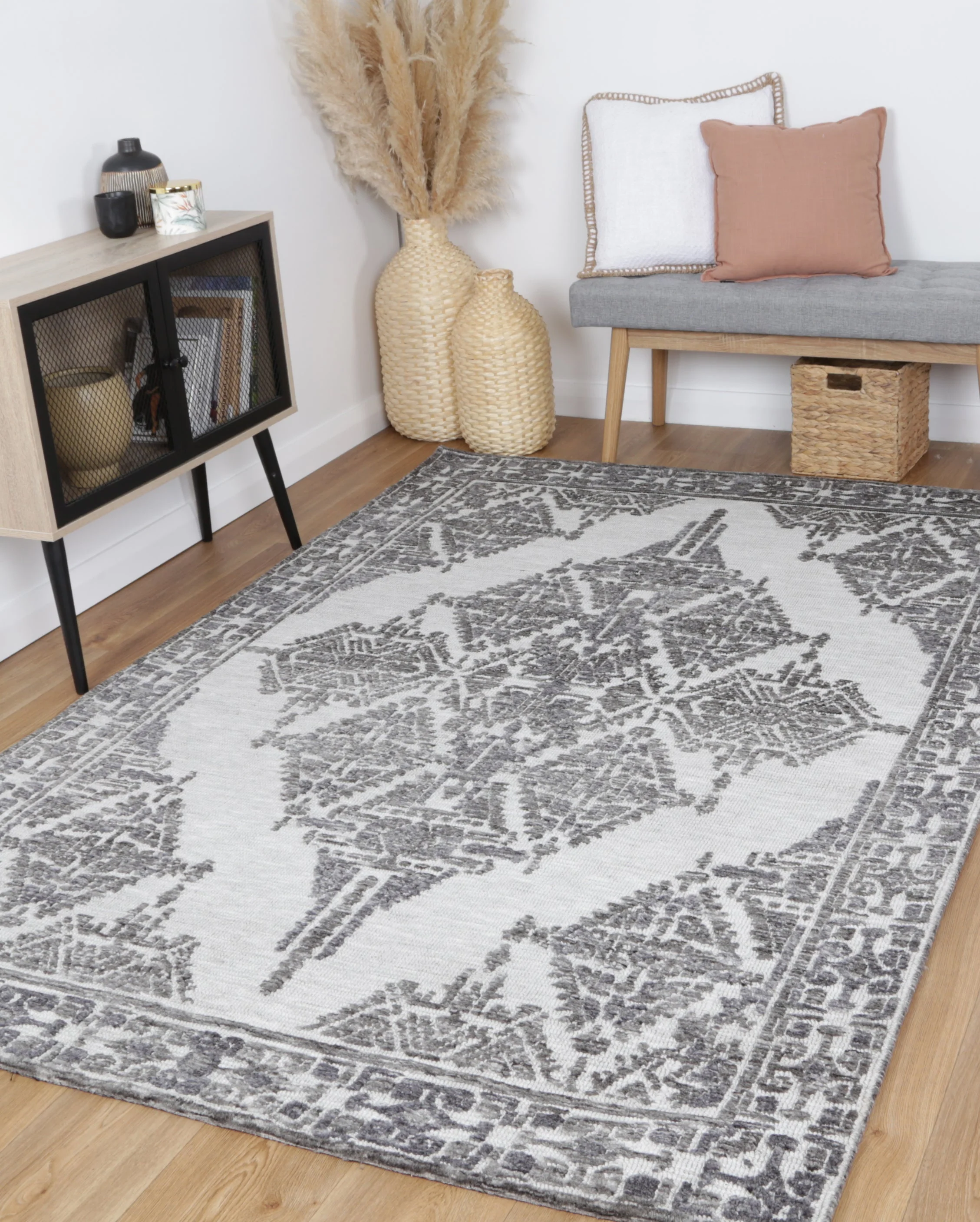Ambarsar Beas Grey Cotton Blend Rug