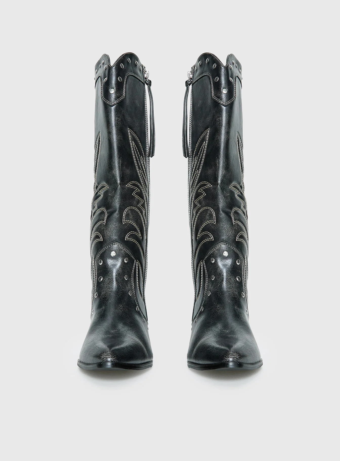 Austin Distressed Cowboy Boots Black