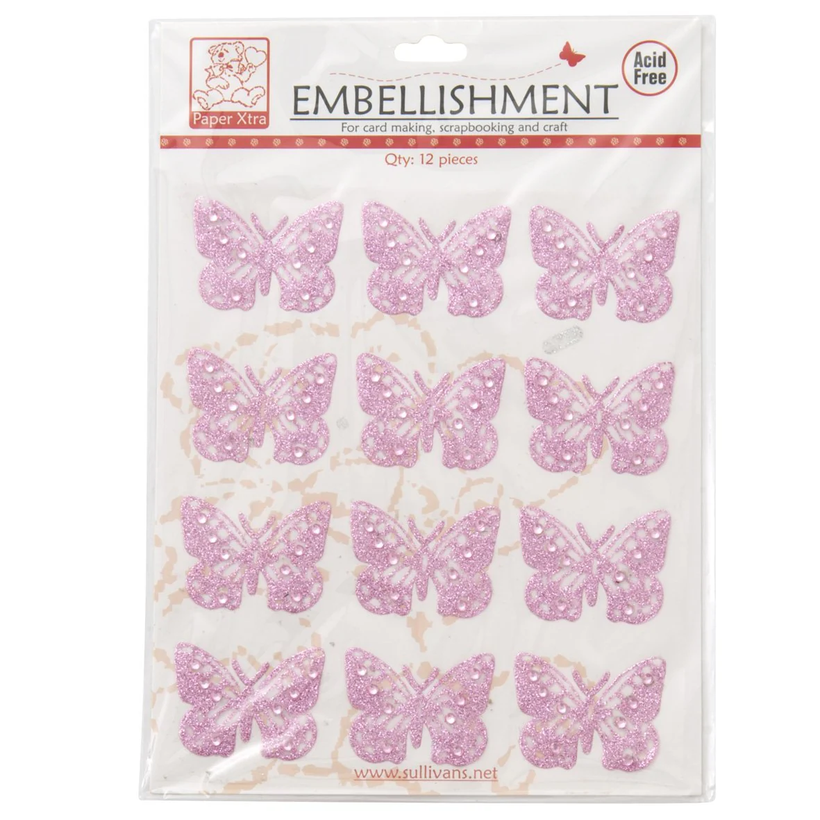 Sullivans Blings, Butterfly Pink- 12pc