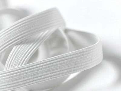Polyester Braided Elastic, White- 12mm