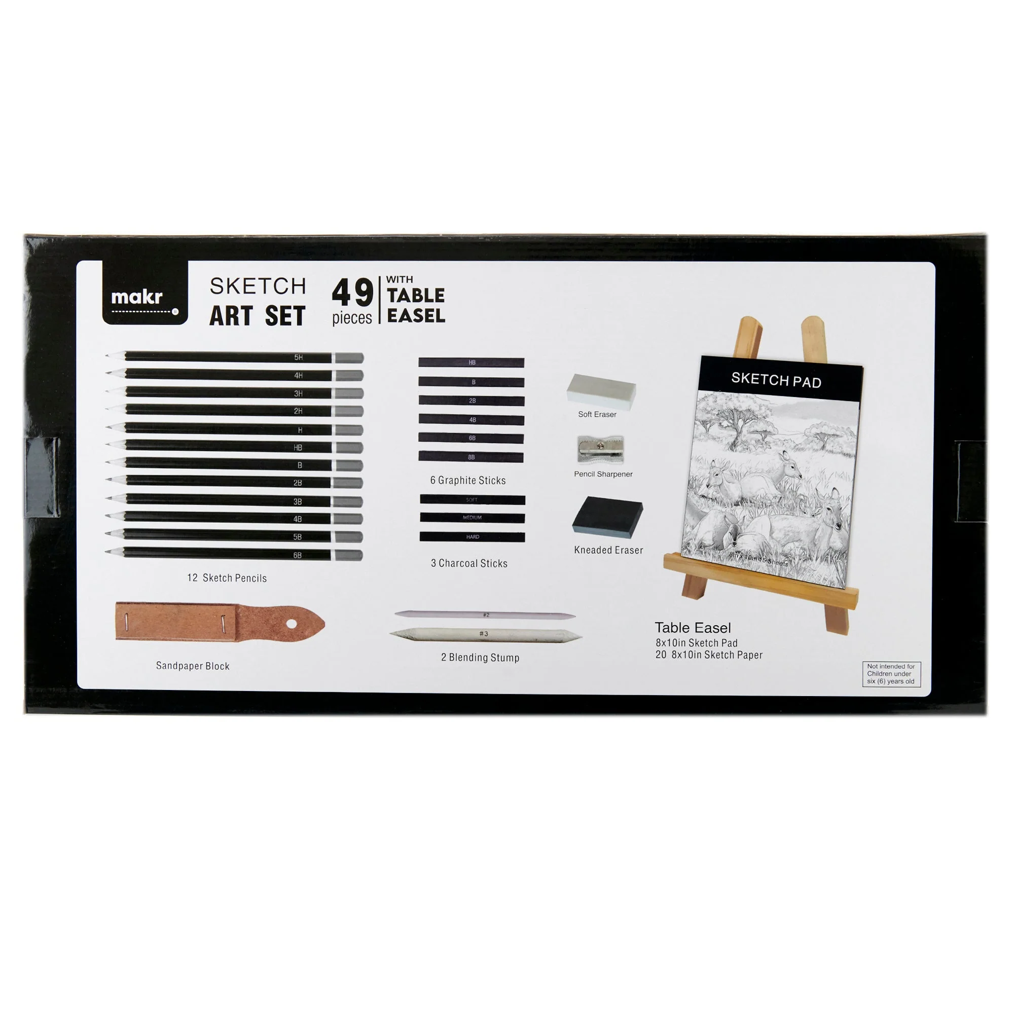 Makr Sketch Art Set With Table Easel, 49pce