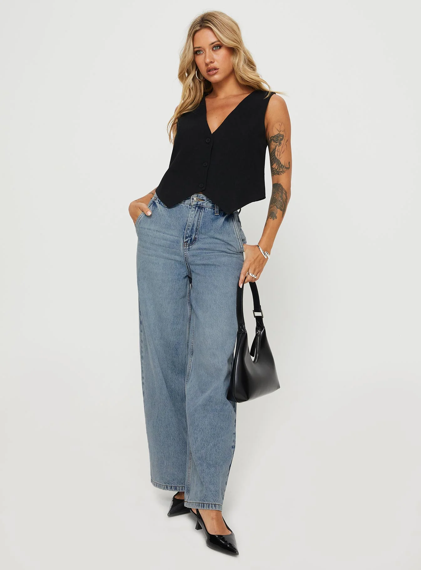 Jewelz High Rise Wide Leg Jeans Light Wash