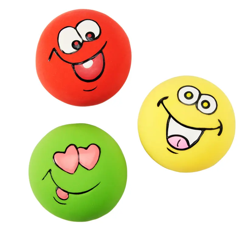 Zabawka dla psa Vibrant Life Playful Buddy Emoticon, poziom 2 do żucia, 3 sztuki