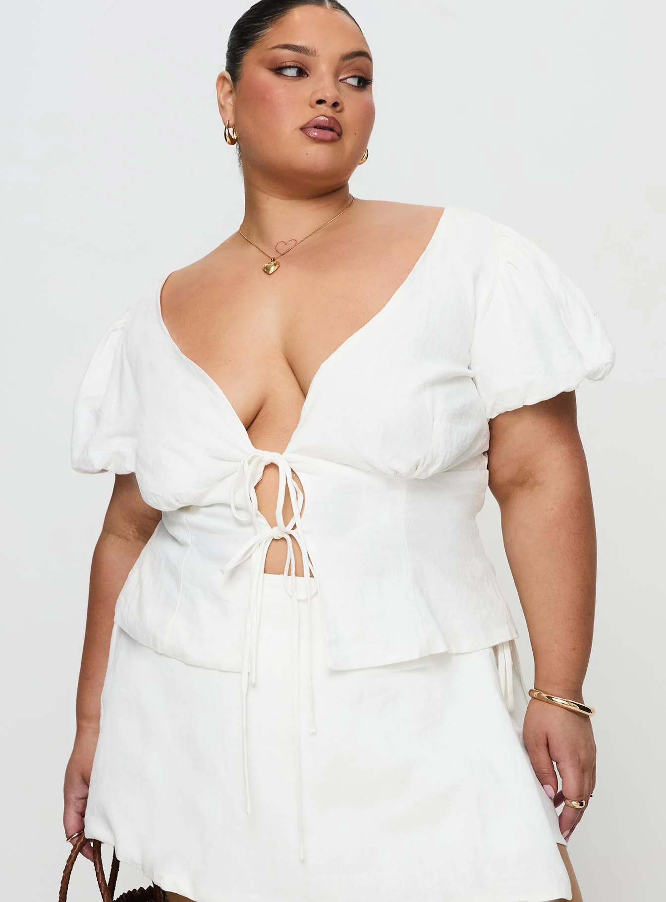 Wilhelmina Blouse Top White Curve