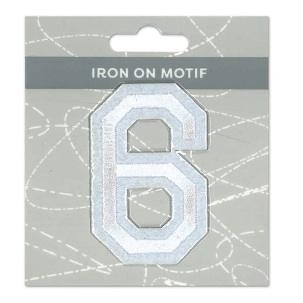 Sullivans Iron On Motif, White 6- 75mm