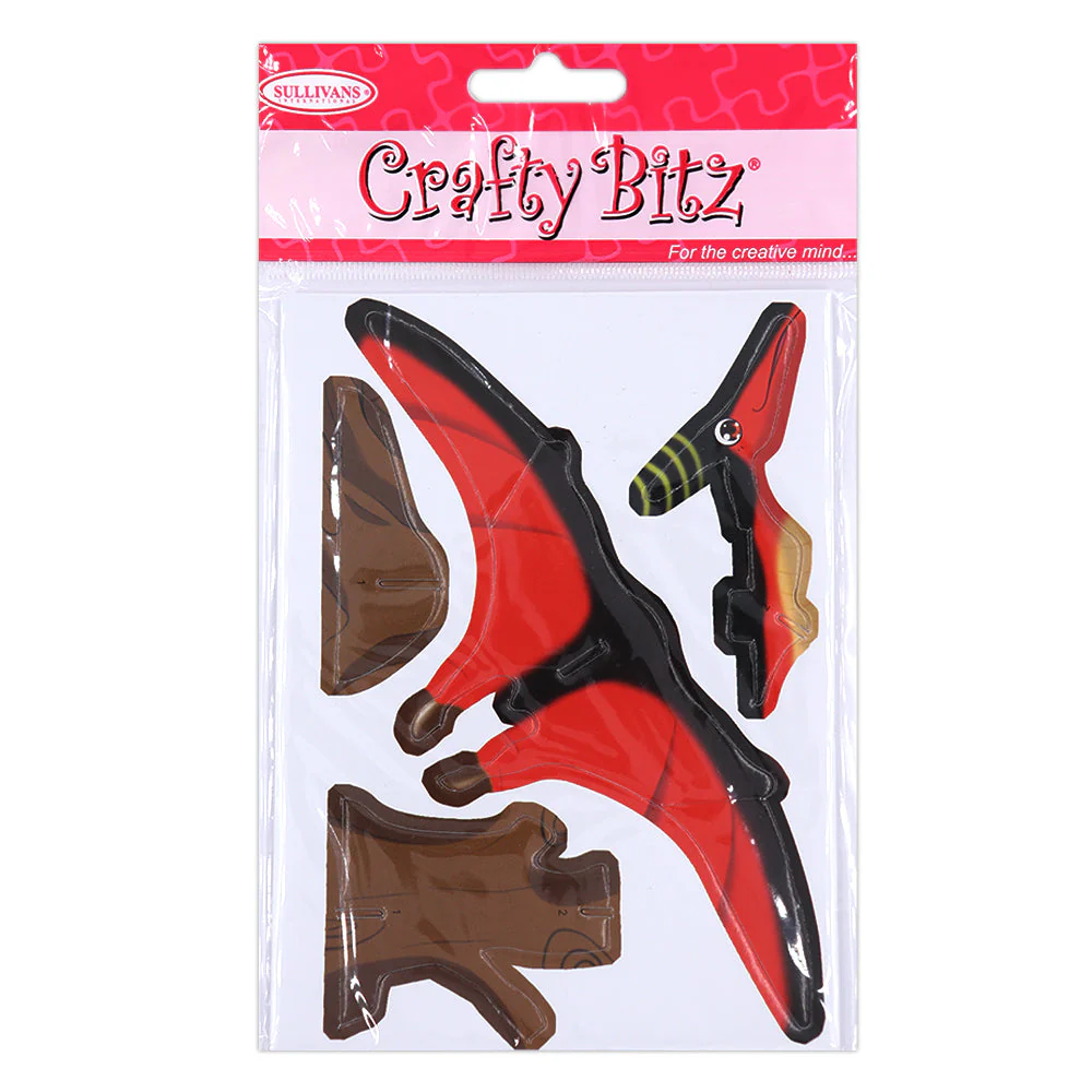 DIY Mini 3D Dinosaur Puzzle, Red Pterodactyl