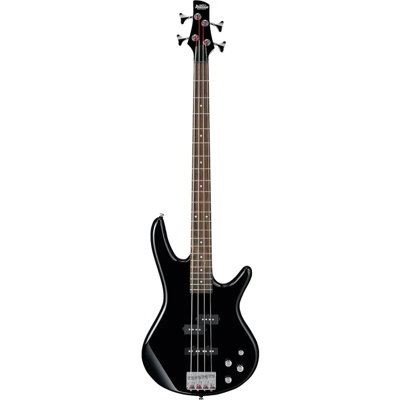 Gitara basowa Ibanez GIO GSR200, wykończenie w kolorze czarnym, 22 progi, menzura 34 cale, korpus z agathisu, gryf klonowy, podstrunnica z palisandru