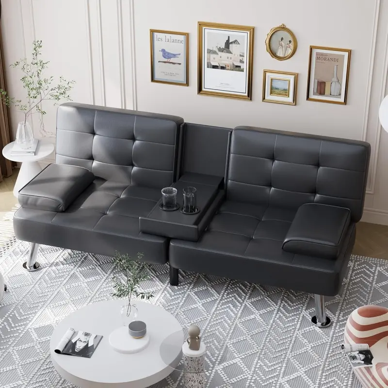 Sofa rozkładana Shahoo – rozkładana sofa ze skóry ekologicznej do salonu