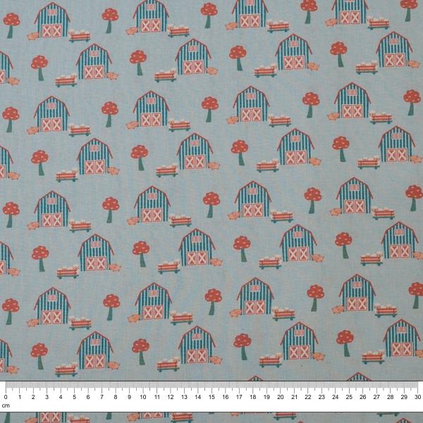 Farm Day Prints Cotton Fabric, Farm House- Width 112cm