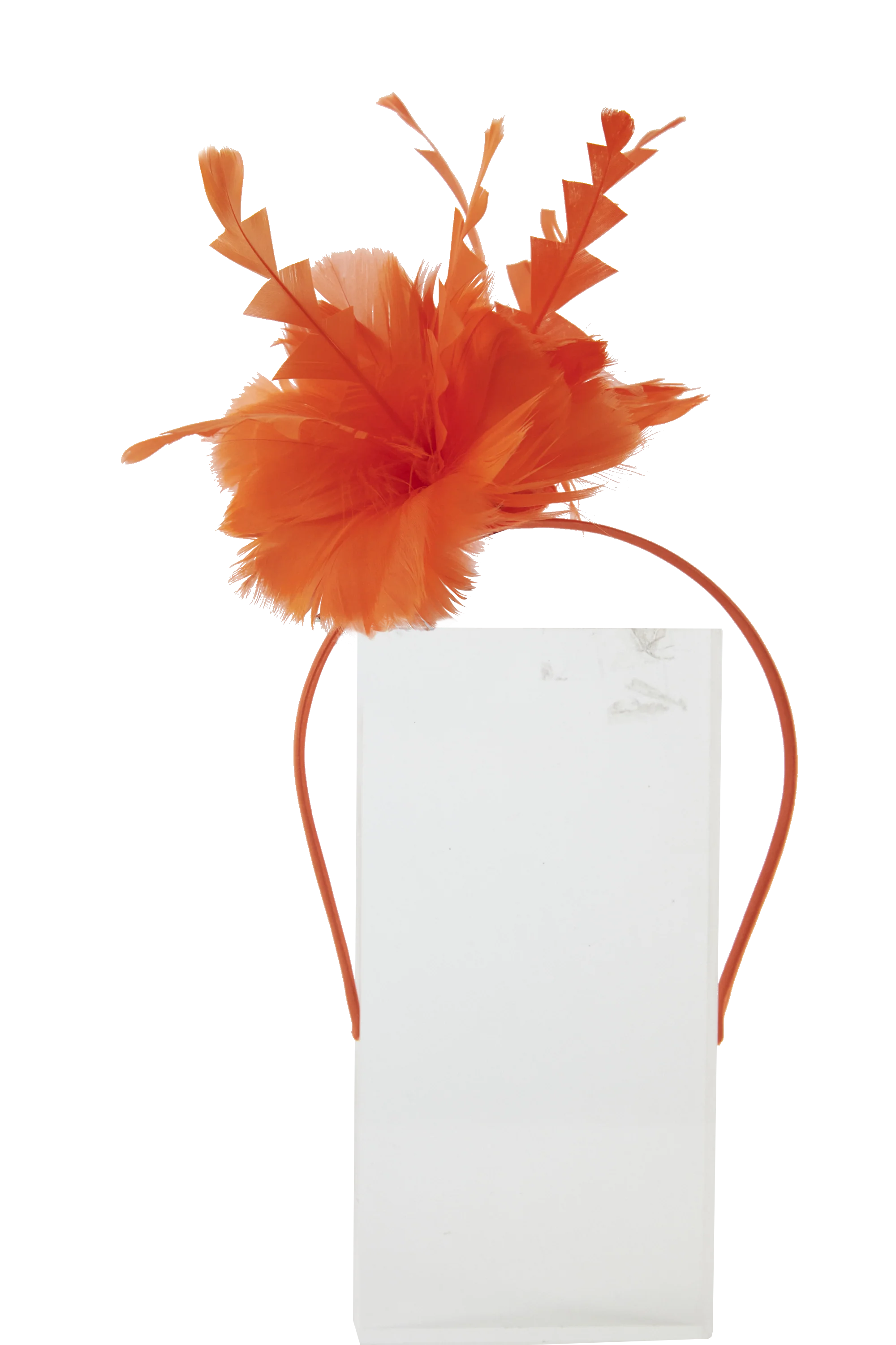 Lincraft Sinamay Fascinator Feather With Headband and Clip, Orange