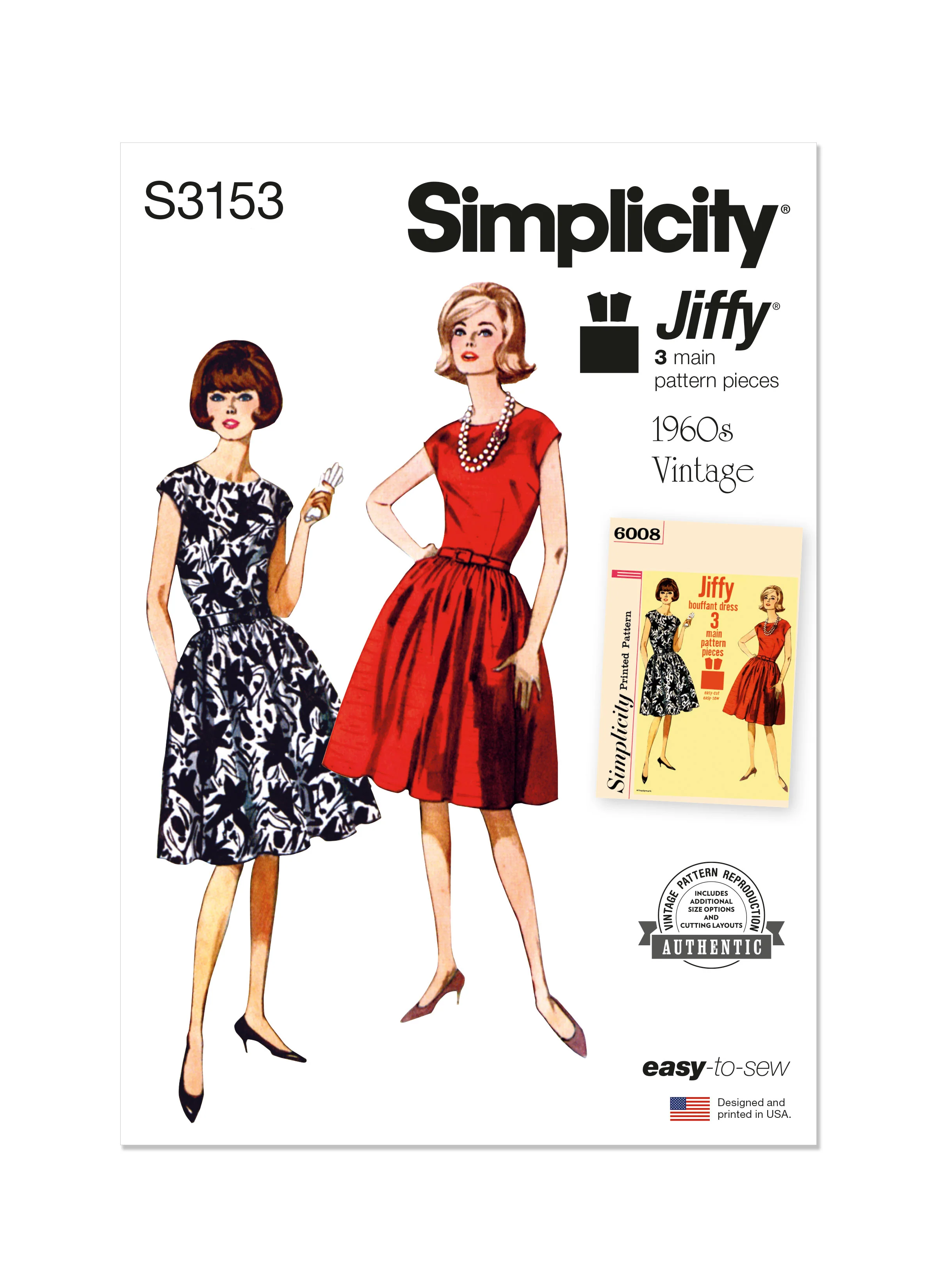 Simplicity Pattern S3153 1960s Misses