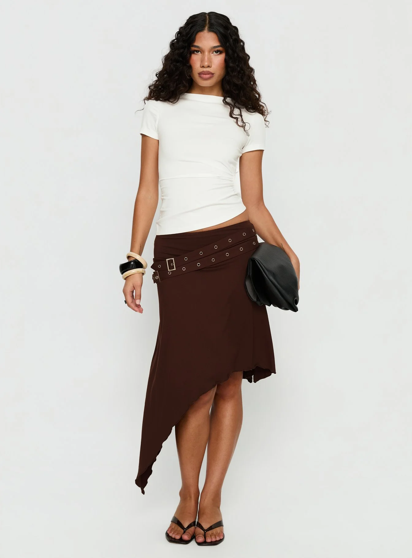Chelese Cut Out Ruched Top White