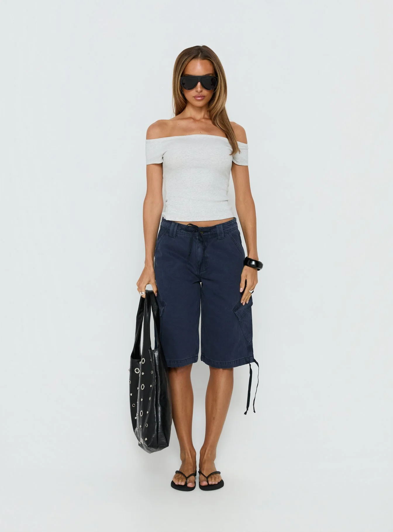 Baseline Boat Neck Top Grey Marle