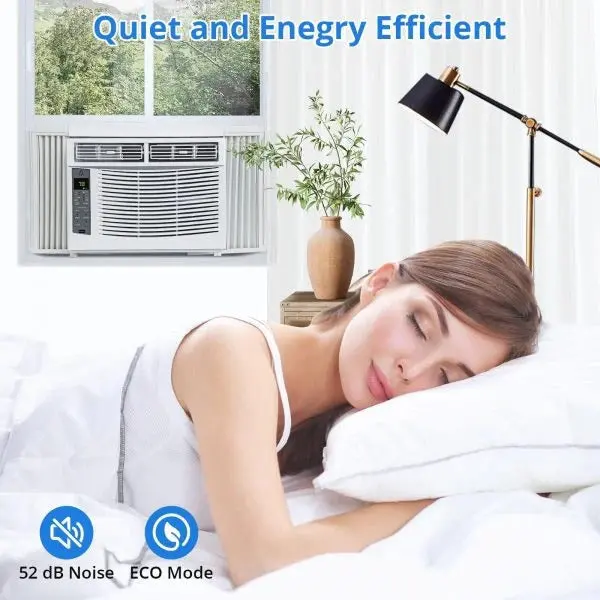 Kompaktowa klimatyzacja okienna o mocy 6000 BTU – 115 V~, zmywalny filtr, idealna do małych pomieszczeń (≤ 23 m²)