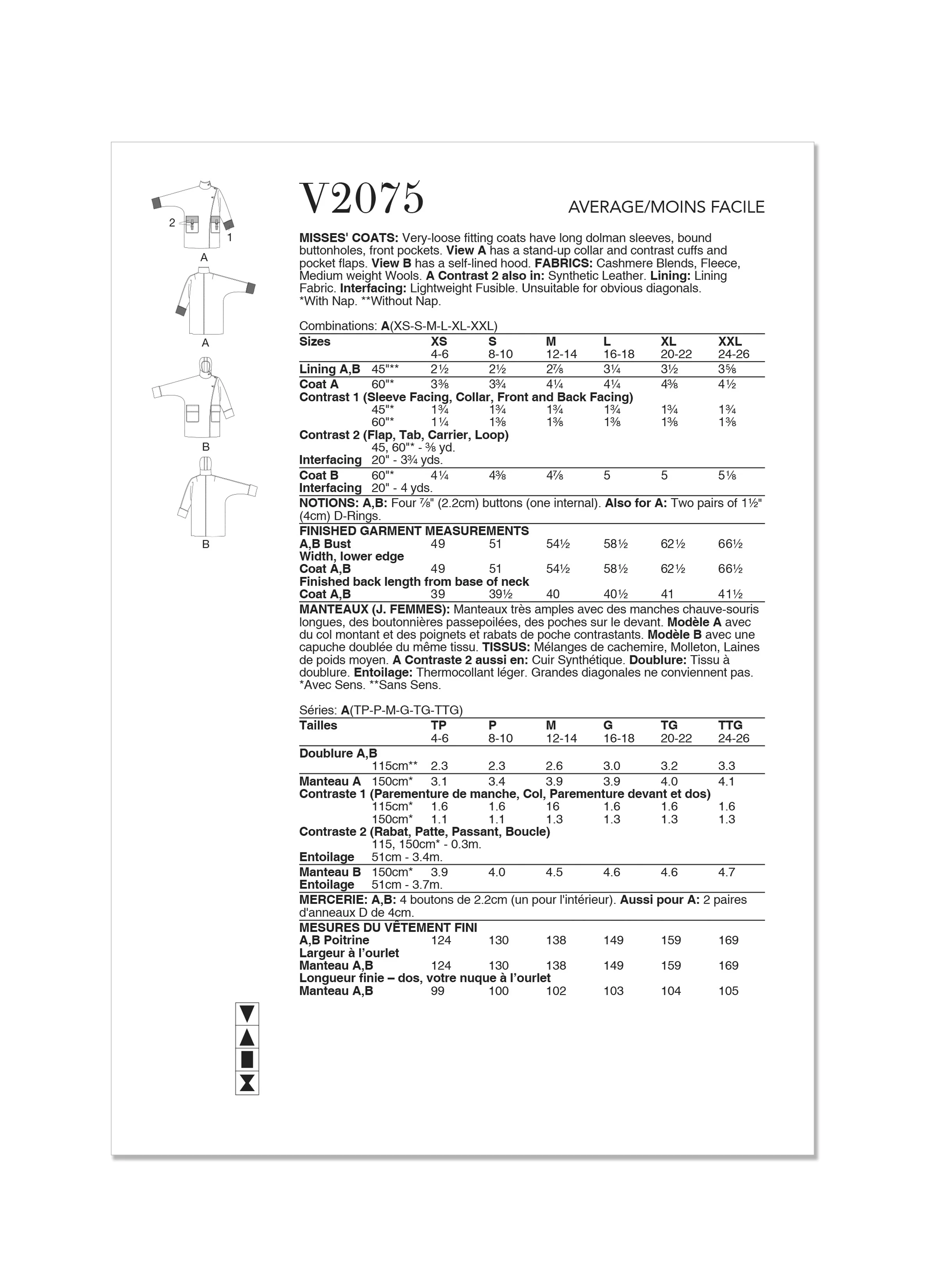 Vogue Pattern V2075 Misses' Jacket